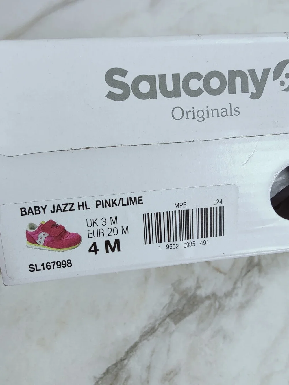 NIB Saucony Baby Jazz Hook & Loop Pink Lime Sneakers, Sz 4